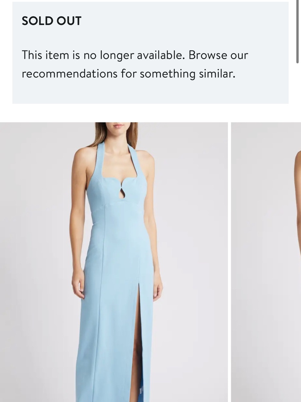 Elliatt Light Blue Halter Maxi Dress with Front Slit
